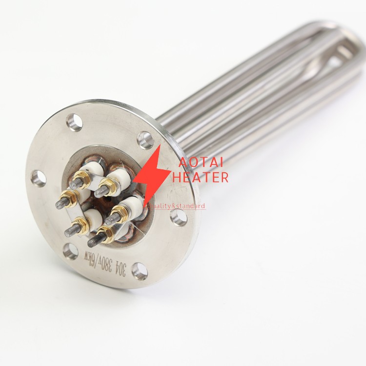 110V 9000W ID10*330MM Stainless Steel Electric Flange Immersion Heater with Plastic Cover